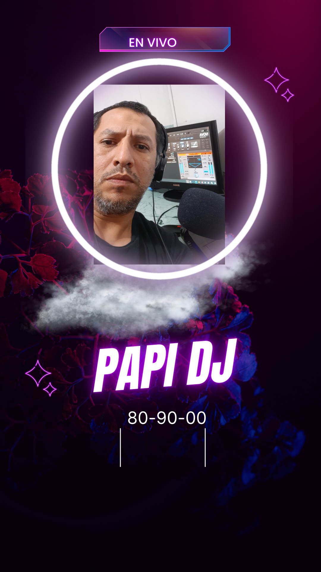 Purple and Pink Gradient Modern Neon DJ Party Instagram Story